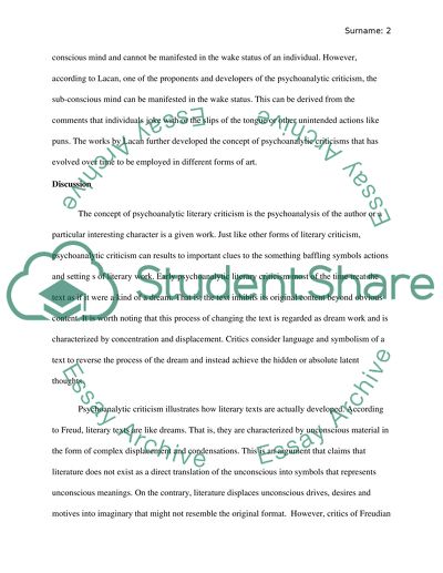 Critique of Psychoanalytic Literary Criticism