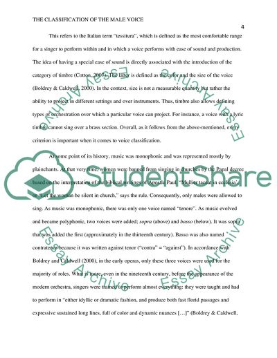 Formation of the Classification of the Male Voice