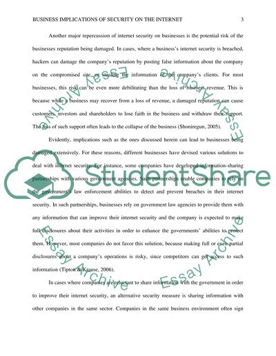 Business Implications of Security on the Internet