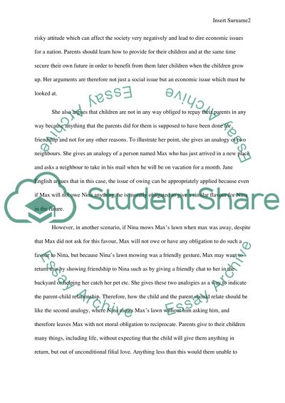 Obligation to family according to jane English