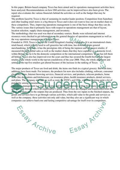 Operations Management for Creating Competitive Advantage