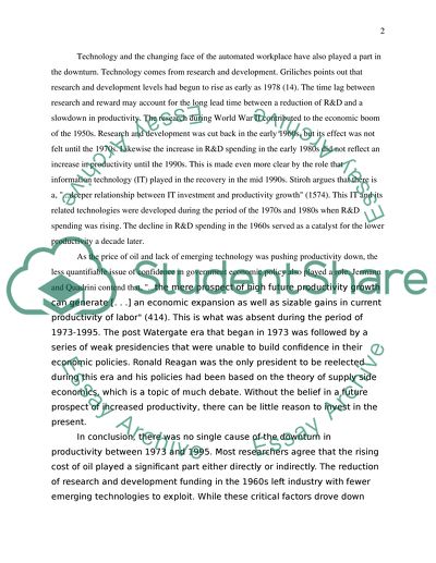 The Slowdown in the Growth Rate of the U.S. Economy From 1973 to 1995