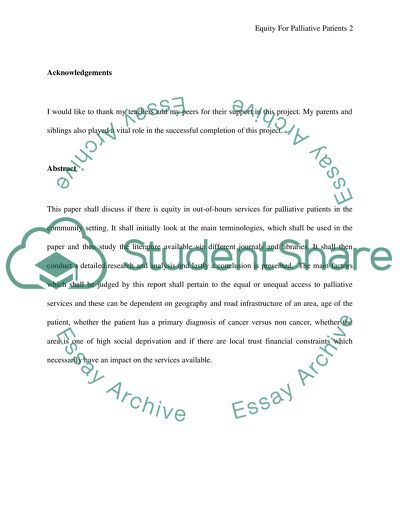 Is there equity in Out of Hours Services for Palliative patients in the community setting