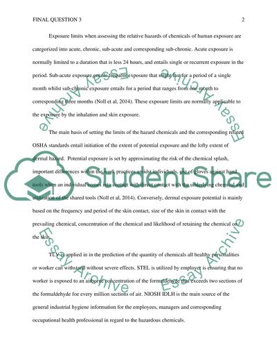 Basis of Setting the Limits of the Hazardous Chemicals
