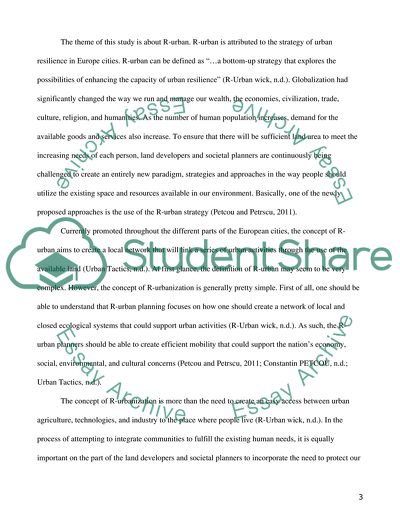 R-urban Development Approach: Responding to Efficiency and Sustainability