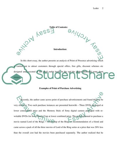 Point of Presence Advertising