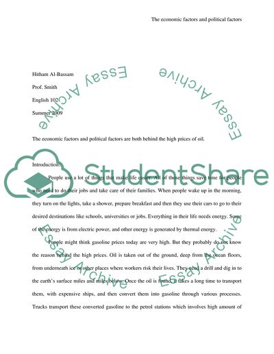 The Economic and Political Factors Behind the High Prices of Oil