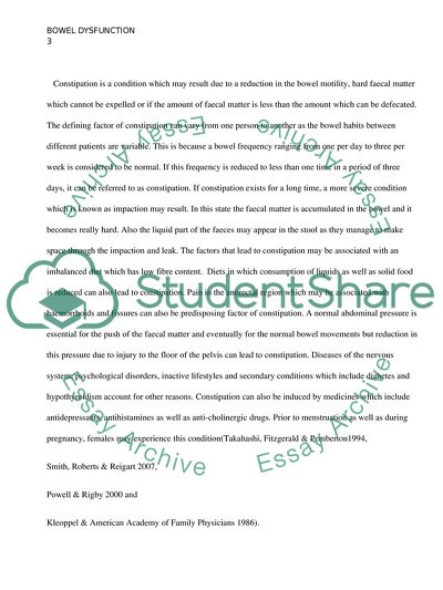 Bowel Dysfunction and Diarrhoea