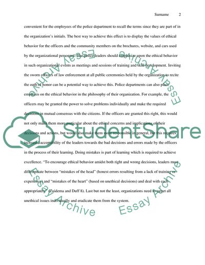 The Impact of Ethics in Policing