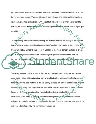 Analysis of Sonnys Blues by James Baldwin and The Things They Carried by Tim Obrien