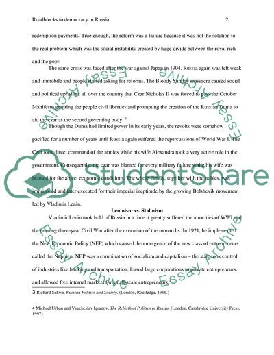 Roadblocks to Democracy in Russia