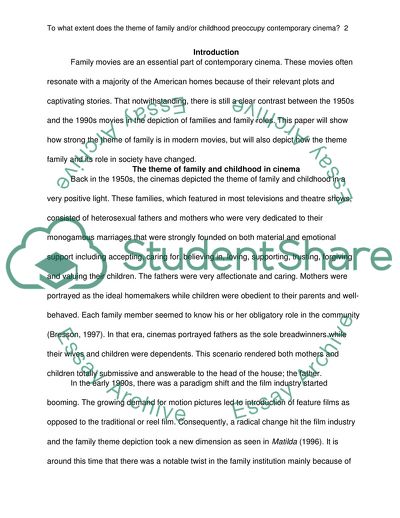 To What Extent Does the Theme of Family or Childhood Preoccupy Contemporary Cinema