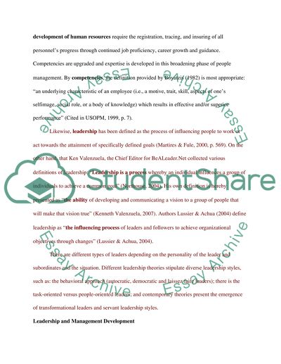 The Development of Successful Leadership within an Organization