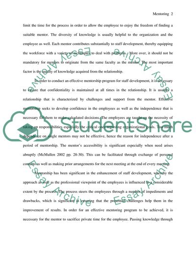 Mentorship for Effective Staff Development