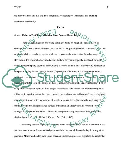 Claim in Tort That Sally May Have against Harry Jones