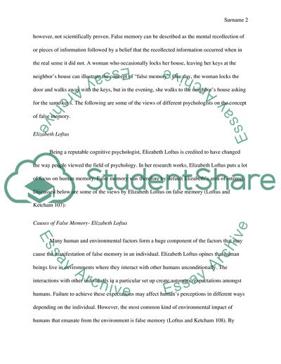 False Memory as an Aspect of Humans