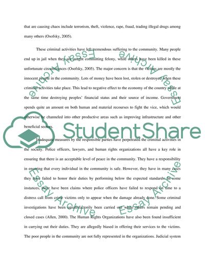 The Criminal Activities in the Society