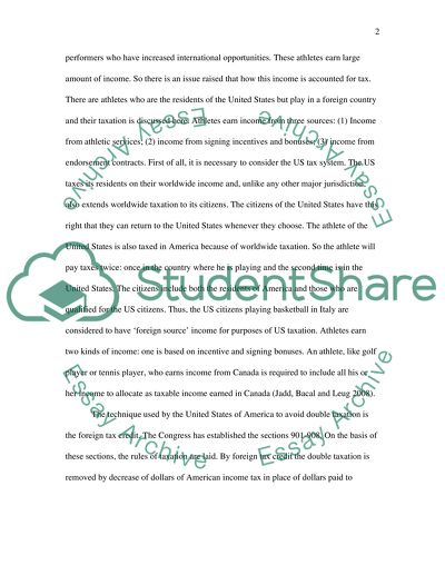 Taxation Requirements for an American Athlete