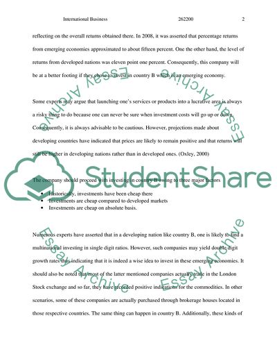 The Possibility of Investing in a Developing Country