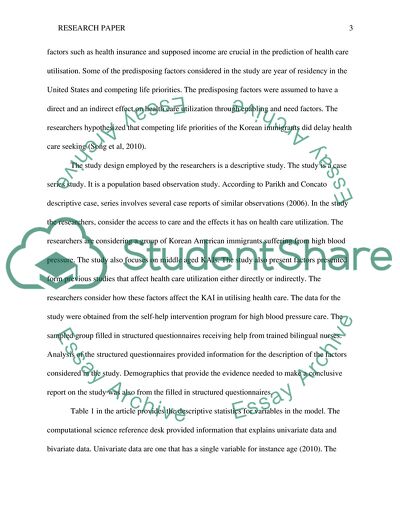Projecting Ability of a Health Care Utilization Model