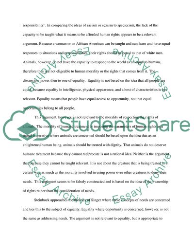 Moral Treatment of Animals and Humans