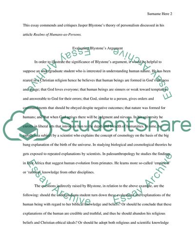 An Analysis of Jasper Blystones Realm of Humans-as-Persons