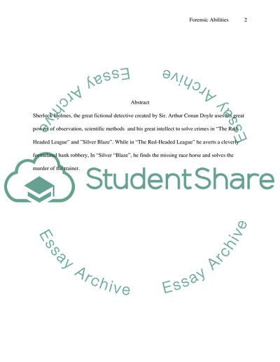 Forensic Abilities of Sherlock Holmes