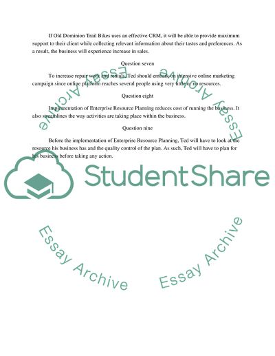 OLD DOMINION TRAIL BIKES CASE STUDY