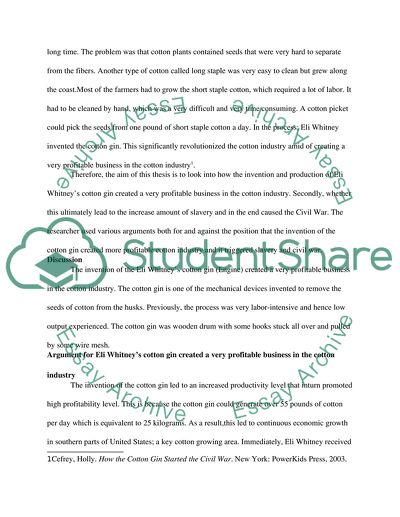 Eli Whitney and the Cotton Gin