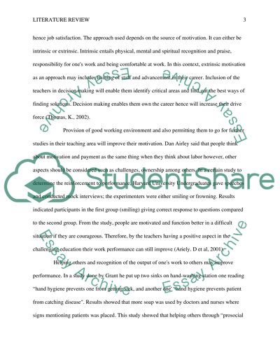 Impact of Motivation on the Performance of Teaching Staffs in American Elementary Schools