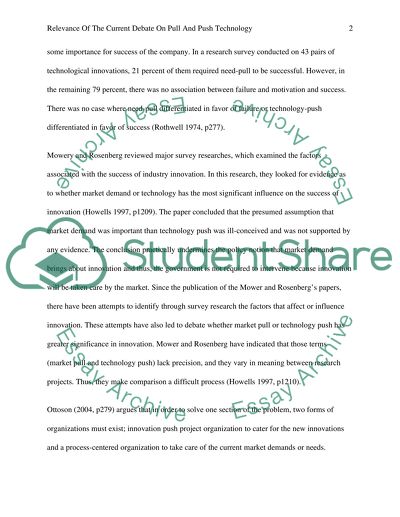 Relevance of Technology Pull and Push Debates