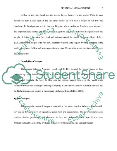 Financial Management: Anheuser Busch and Inbev