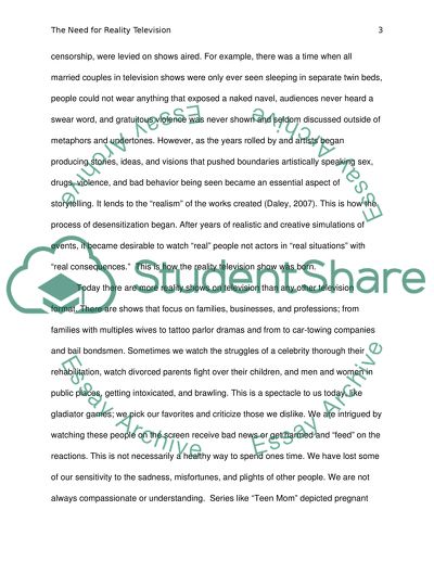 Desensitization Of Audiences By Reality Television