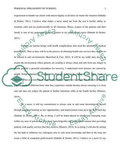 Personal Philosophy of Nursing