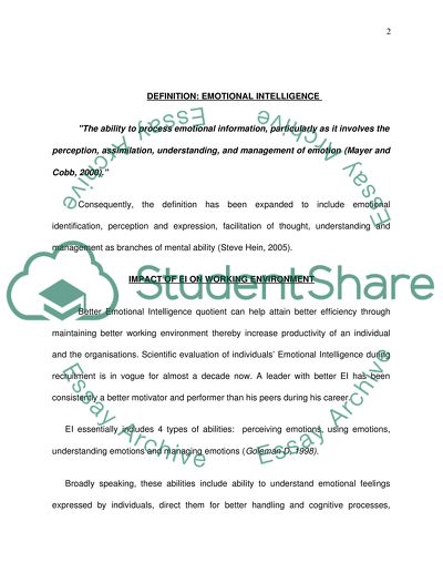 Emotional Intelligence at Workplace