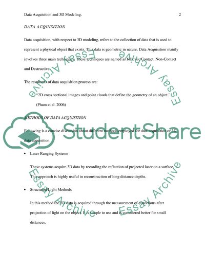 Data Acquisition and 3D Modelling