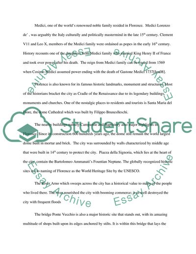 The Major Historic Features and Origin of Florence City