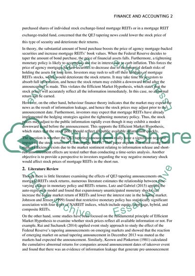 Do Federal Reserves Tapering Announcements Hit the US Mortgage Reits Stock Return