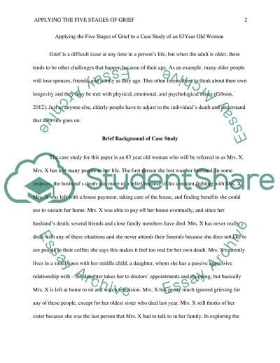 Applying the five stages of grief to a case study of a 83 year old woman