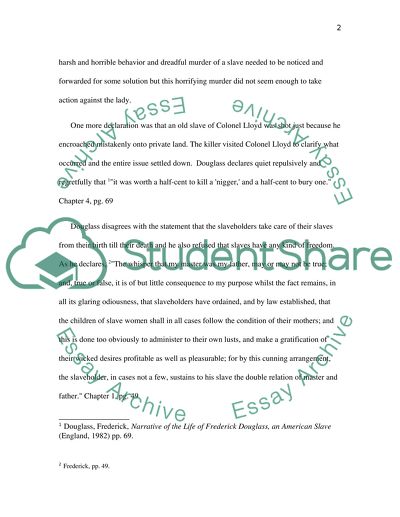 Own Experiences of Frederick Douglass as a Slave