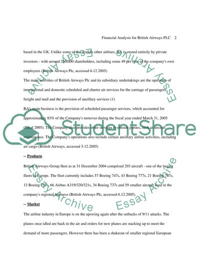 Annual Financial Report Analysis for British Airways PLC