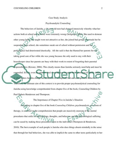 Psychoanalytic Counseling - Janishas Situation