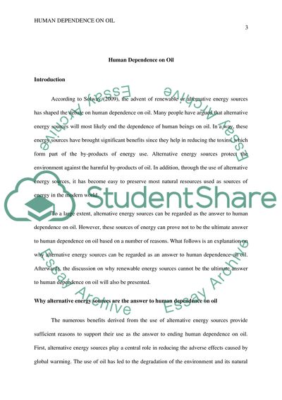 Human Dependence on Oil