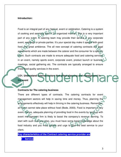 Contracts for the Catering Business