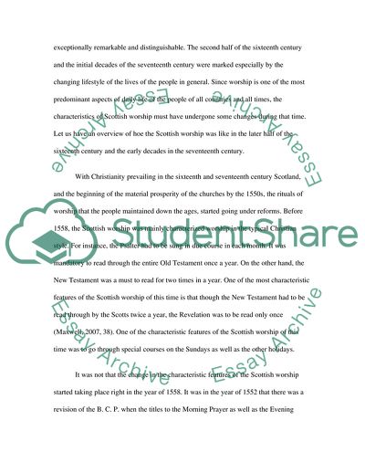 Characteristics of Scottish Worship During 1558-1638