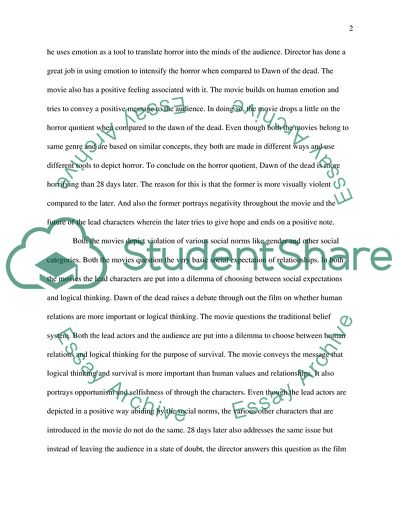 Dawn of the Dead and 28 Days Later as the Cultural Products