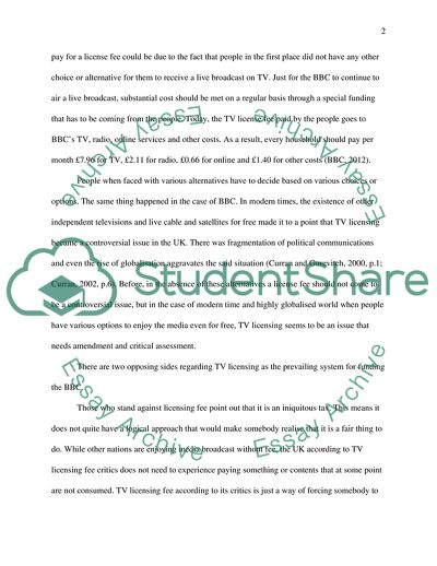 The Case of BBC and TV Licensing Fee