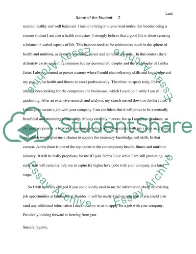 A juicy position : e-mail requesting information about careers in at jamba juice