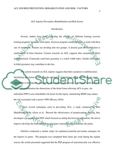 ACL Injuries Prevention, Rehabilitation and Risk factors