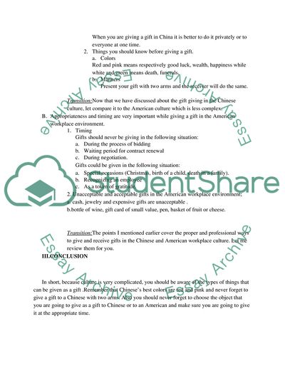 Gifts In The Chinese And American Culture